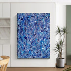 “Blue and White Drip Abstract” - Action - Inspired, Dynamic Painting On Canvas PT1560