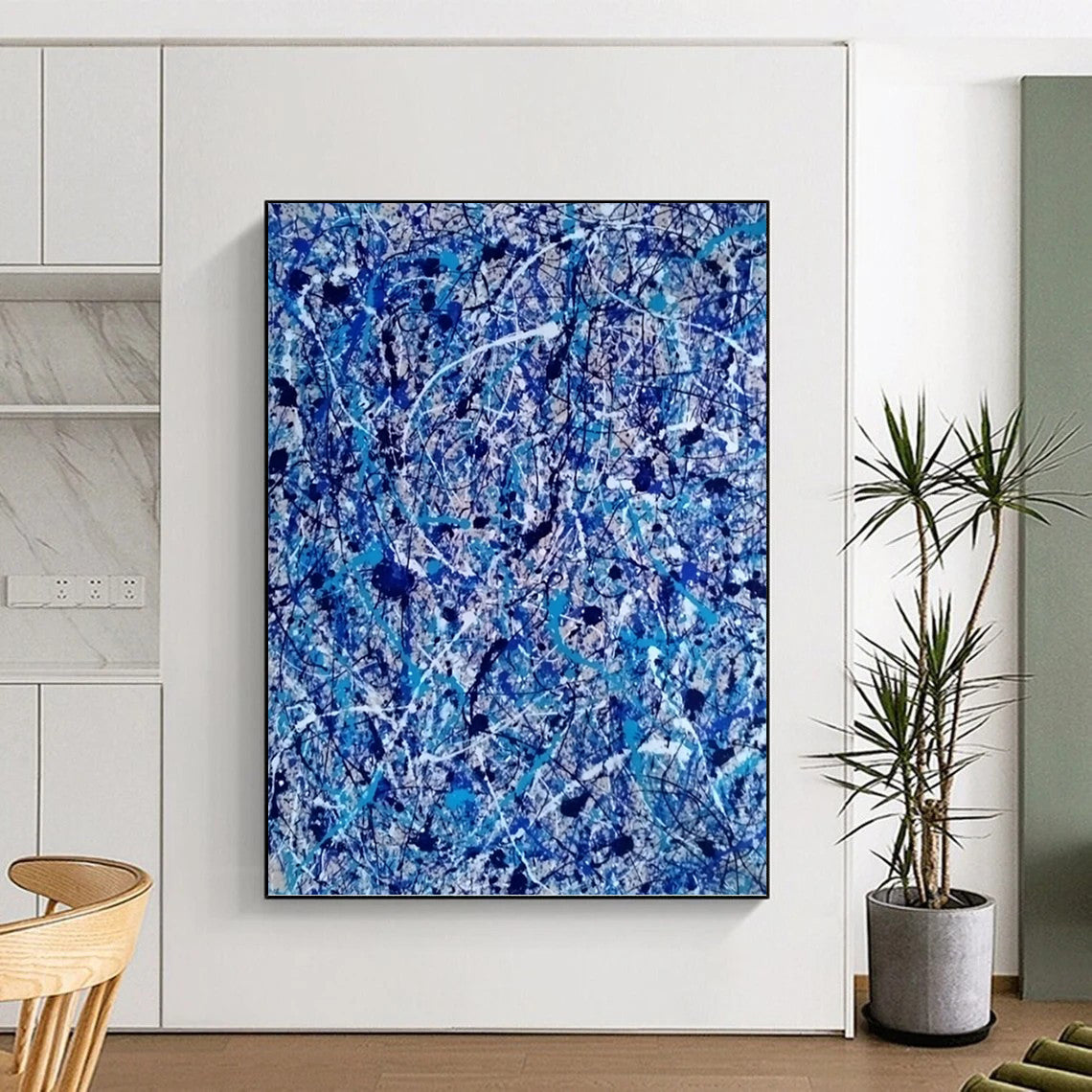 “Blue and White Drip Abstract” - Action - Inspired, Dynamic Painting On Canvas PT1560