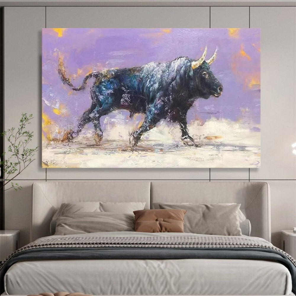 “Vibrant Bull Portrait” - Expressionist Animal - Painting On Canvas PT1741