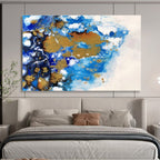 “Blue - Gold Fluid Abstract” Abstract Painting On Canvas DKS167