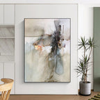 “Delicate Lines: Neutral Tones Abstract” - Subtle Watercolor Art On Canvas PT0950