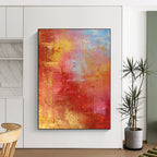 “Vibrant Red and Gold Abstract” - Abstract Expressionist Painting On Canvas PS0022