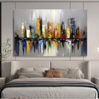 “Colorful Cityscape Reflection” - Vibrant Urban “Metro Mirror” Painting On Canvas PT1647
