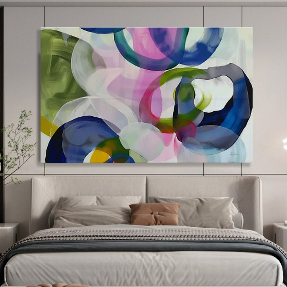 “Colorful Overlapping Rings” - Abstract Geometric Painting On Canvas DKS473