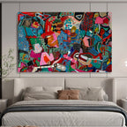 “Vibrant Abstract Mosaic” - Cubist - Inspired Painting On Canvas PT242