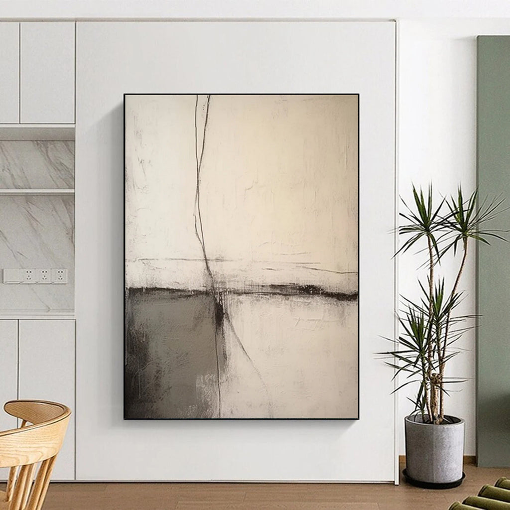 “Neutral Abstract Cross - Lines” - Subtle Abstract Painting On Canvas DS370