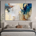 “Blue And Gold Abstract Interplay” - Luxe Abstract Painting On Canvas DKS512
