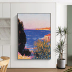 Coastal View, "Sunset Coast" – Impressionist Landscape Painting On Canvas PS0878