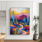 “Colorful Desert Landscape” - Abstract, Southwest - Themed Painting On Canvas PT1556