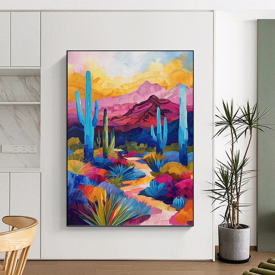“Colorful Desert Landscape” - Abstract, Southwest - Themed Painting On Canvas PT1556