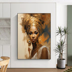 “Golden Grace” - Cultural Elegance in Warm Tones Painting On Canvas DS125
