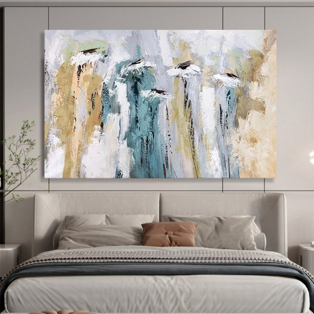 “Soft Color Abstract Florals” - Gentle Abstract Painting On Canvas PT155