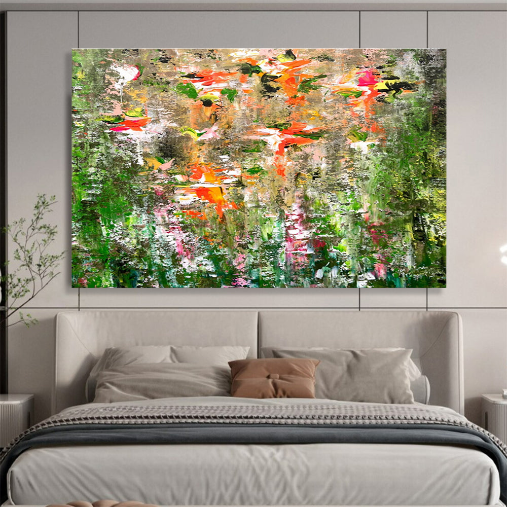 “Vibrant Floral Abstract in Green” - Textured Oil Painting on Canvas DKS922