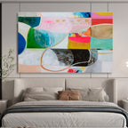 Color - Blocked Abstract with Curves Painting On Canvas DKS069