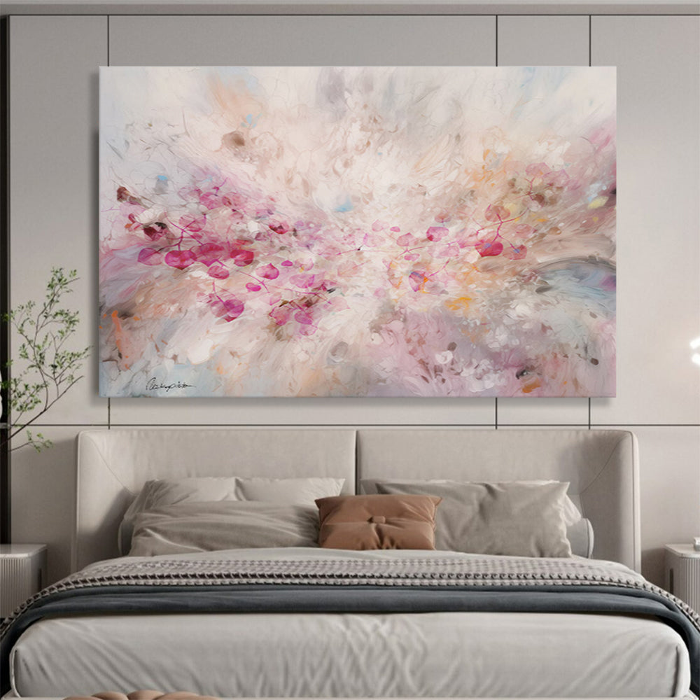 “Blush - Toned Floral Burst” - Floral Painting On Canvas DKS533