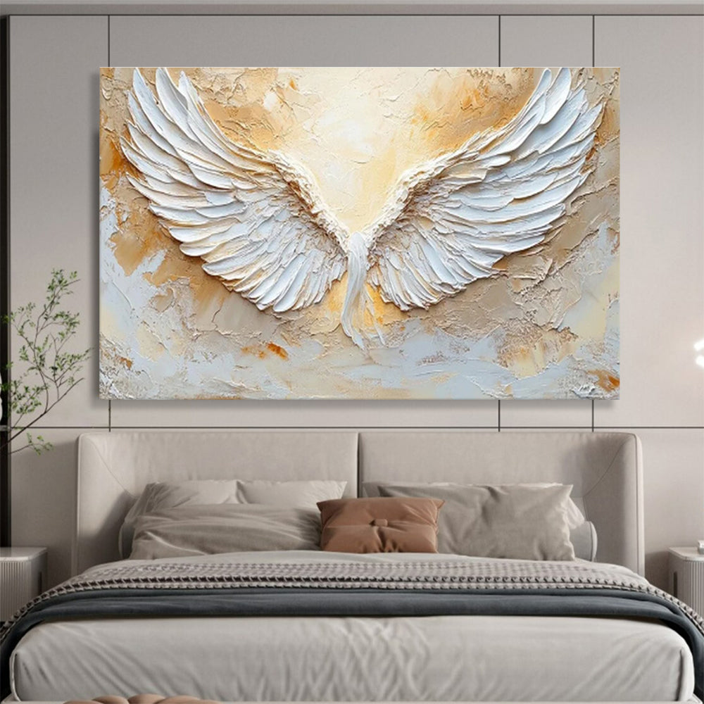 “Sculpted White Wings” - 3D Abstract Painting On Canvas DKS455