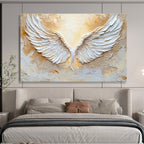 “Sculpted White Wings” - 3D Abstract Painting On Canvas DKS455