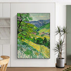 Green Valley, "Mountain Village Greens" – Post - Impressionist Landscape Painting On Canvas PS0881