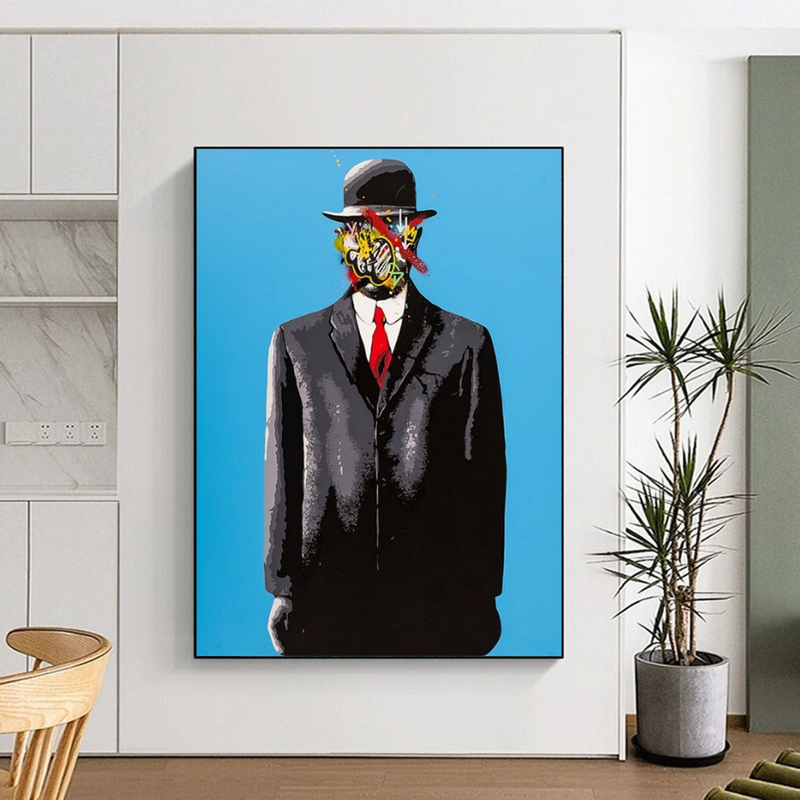 “Surreal Man with Colorful Mask” - Pop - Surrealist Art On Canvas PT2185