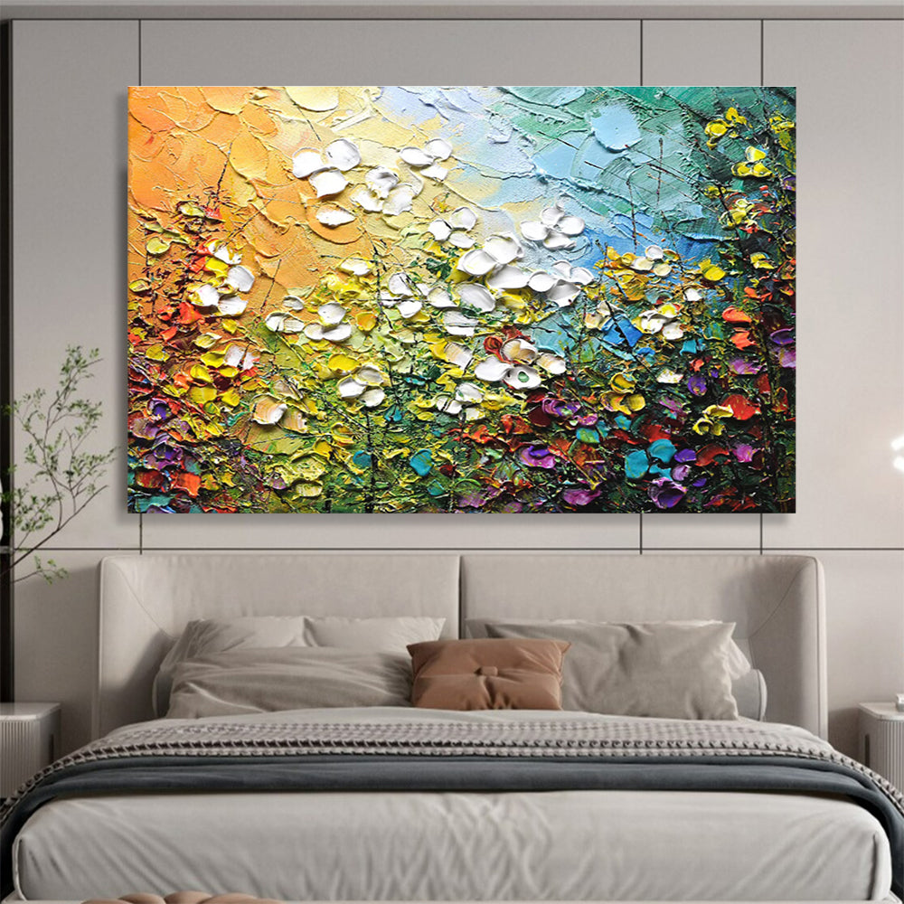 “Textured Floral Burst” - 3D Flower Field Painting On Canvas DKS443