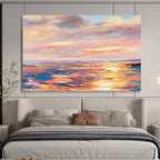Vibrant Sunset Over Colorful Ocean Impressionist Seascape Painting On Canvas DKS112
