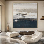 “Gray - White - Blue Textured Seaside” - Dreamy Abstract Painting On Canvas PS0131