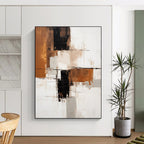 “Brown & Black Geometry” - Subtle Tonal Abstract Composition Painting On Canvas DS129