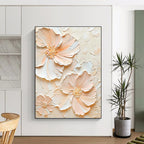 “Peach - White Floral Impasto” - Impressionist - Inspired Floral Painting On Canvas PT1389