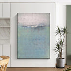 “Soft Blue and Grey Abstract Horizon” - Serene Abstract Painting On Canvas DS354