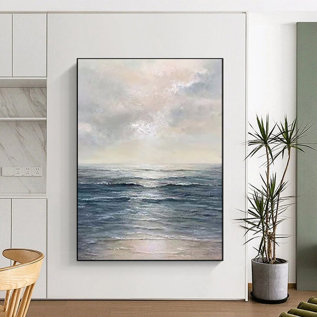 Serene Seaside, Realist Ocean, Oil Painting On Canvas PT2101