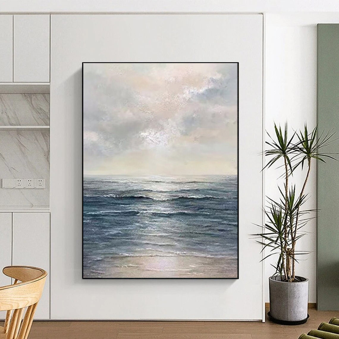Serene Seaside, Realist Ocean, Oil Painting On Canvas PT2101