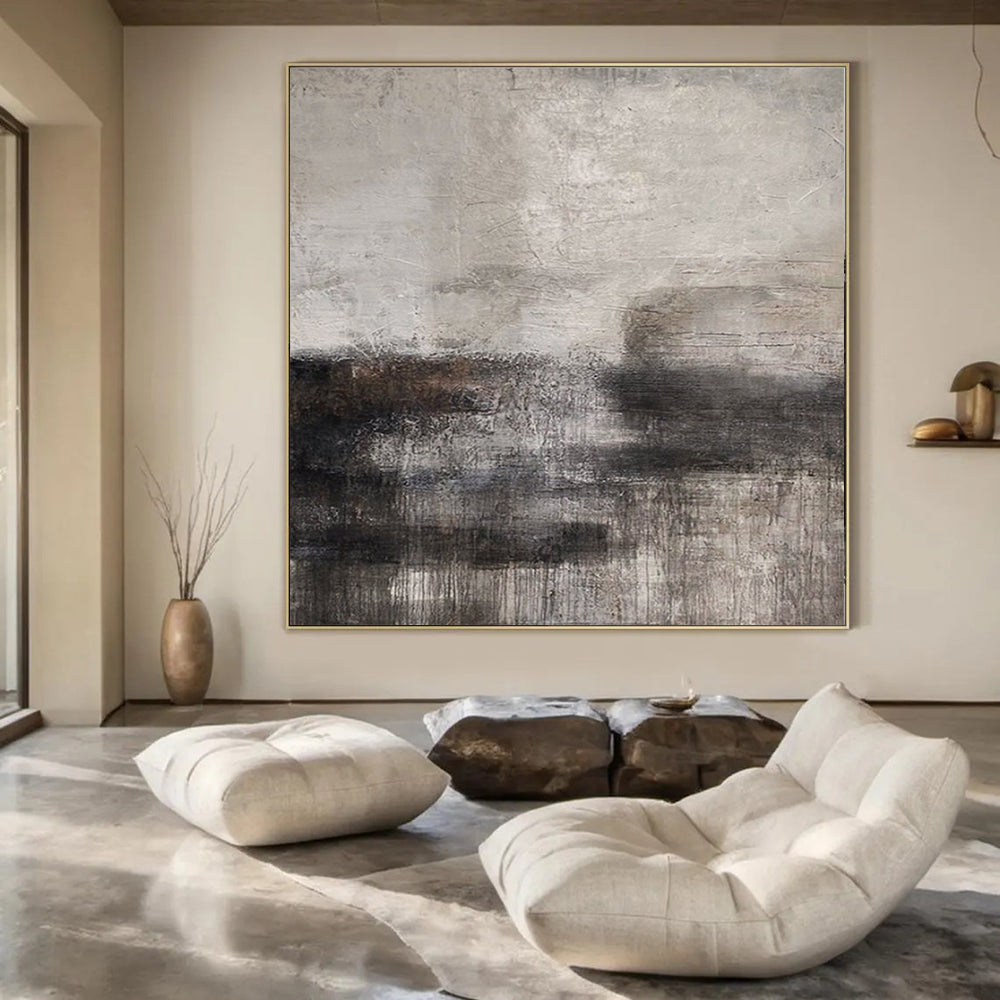 Gray and Black Textured, "Urban Grunge" – Textured Abstract Painting On Canvas PS0961