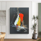 “Black - Red - Yellow Dynamic Burst” - Black, Red, Yellow, Blue Abstract Painting On Canvas PS0515