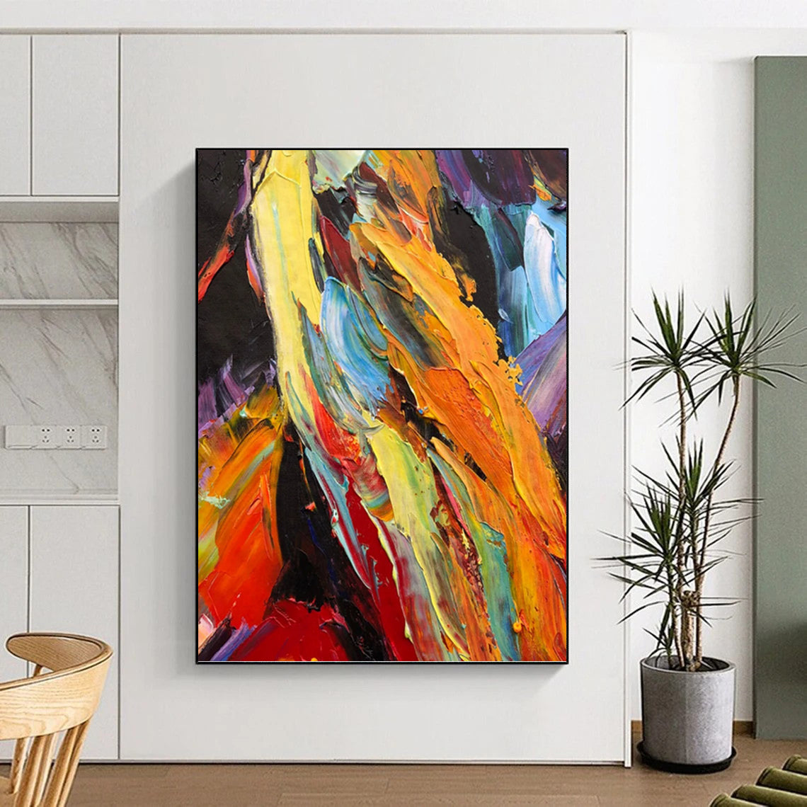 “Colorful Textured Abstract” - Palette - Knife Abstract Painting On Canvas PT1281