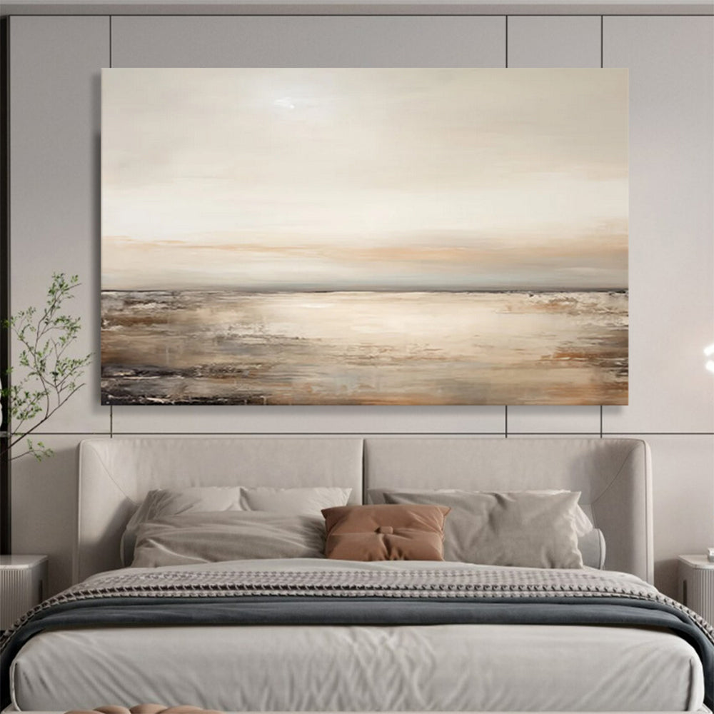 “Neutral Tones Coastal Landscape” - Impressionistic Landscape Painting On Canvas PT102