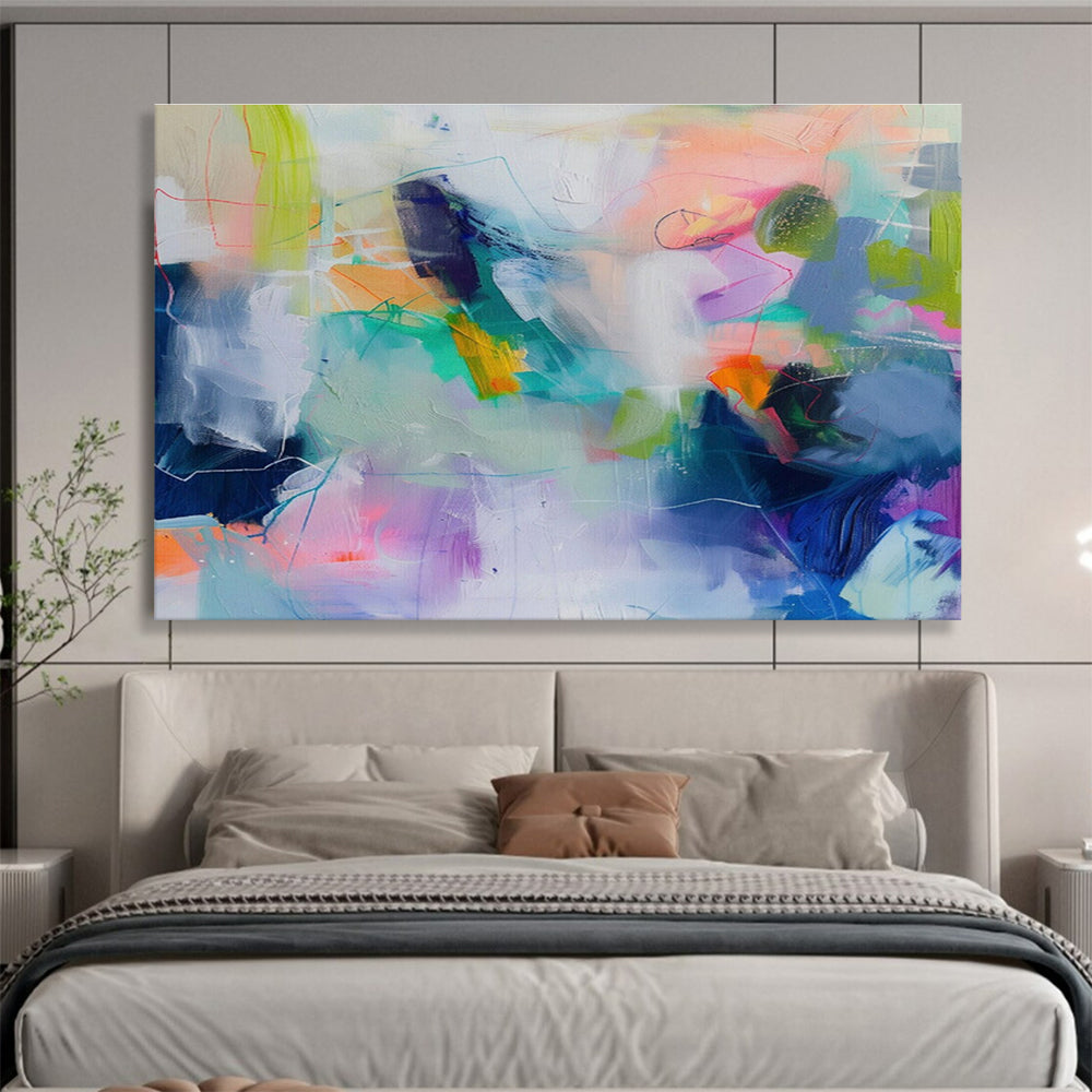 “Vibrant Color Collision” - Energetic Abstract Painting On Canvas DKS497