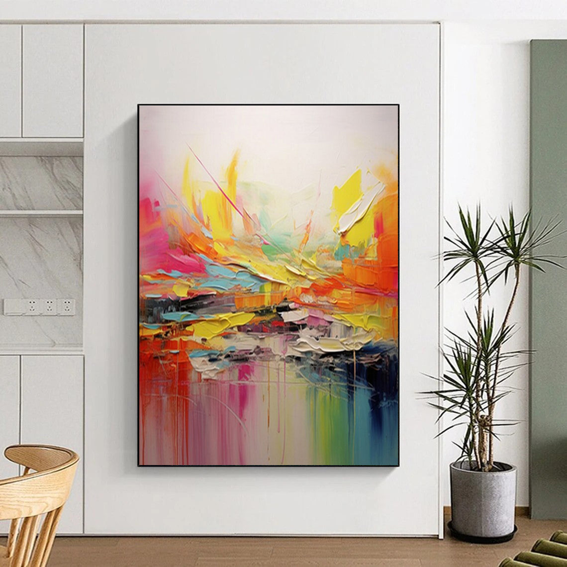 “Vibrant Abstract Splash” - Multicolor Abstract Expressionist Painting On Canvas PS0695