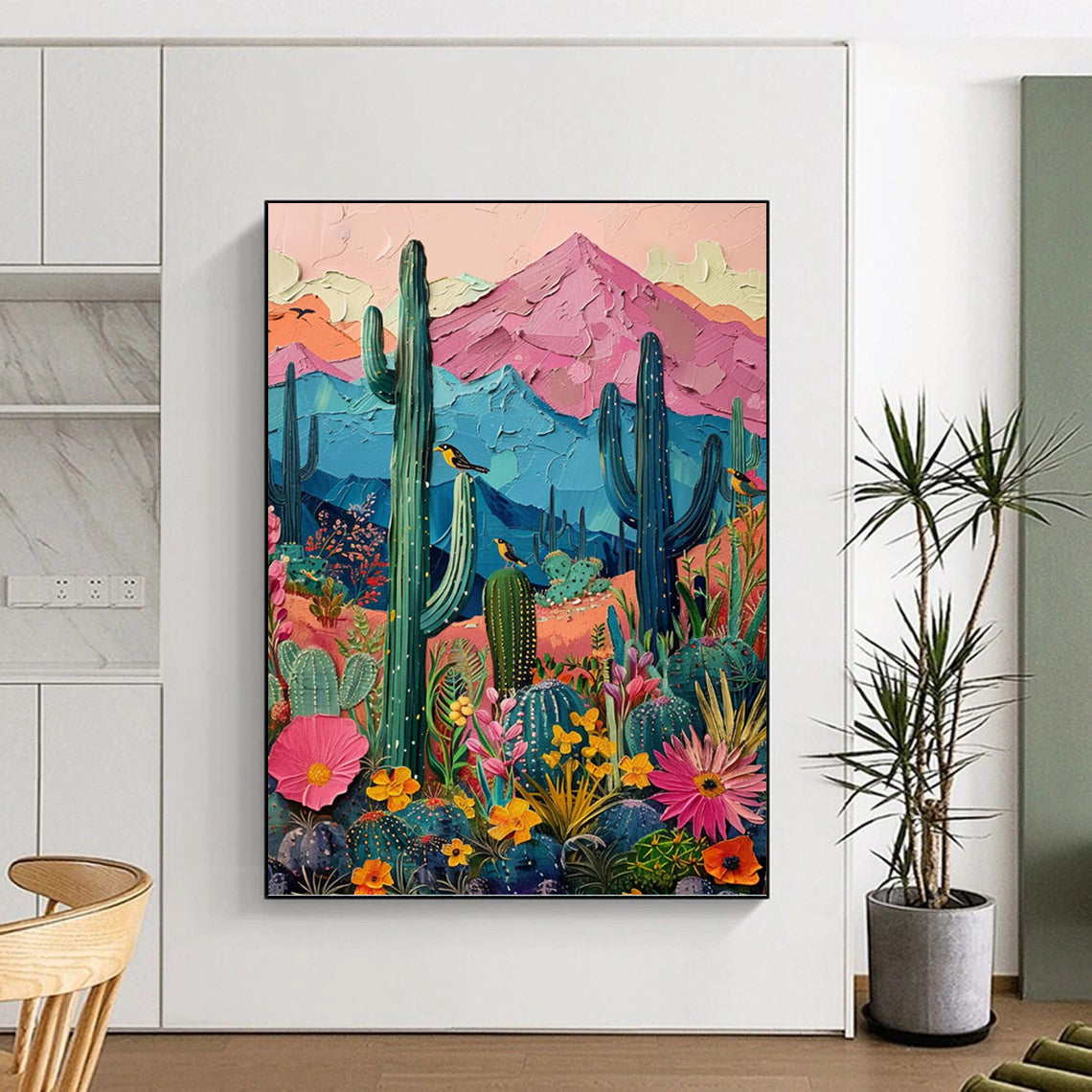 “Colorful Desert Impasto” - Post - Impressionist - Inspired Landscape Painting On Canvas PT1402