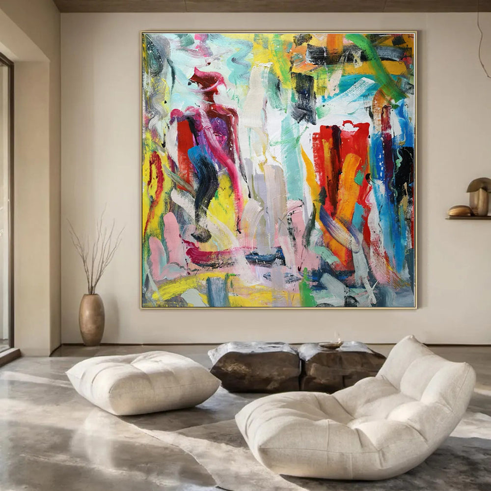 Colorful Abstract Figure in a Vivid Background "Vivid Spirit" Abstract Painting On Canvas PS1324