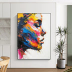 “Colorful Abstract Female Profile” - Expressionist Portrait Painting On Canvas PT2243