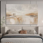 “Neutral Tones Couple in Landscape” - Impressionistic Figure Painting On Canvas PT080