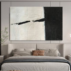 Minimalist Black - White Divide Abstract Painting On Canvas DKS177