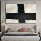 Bold Black - White Cross Abstract Painting On Canvas DKS180