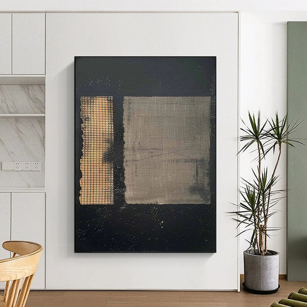 “Black & Grey Textured Abstract” - Subtle Abstract Painting On Canvas DS307