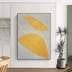 “Golden Leaf Simplicity” - Yellow and Grey Abstract Painting On Canvas PT1074