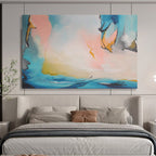 Blue, Pink & Yellow Fluid Abstract Painting On Canvas DKS021