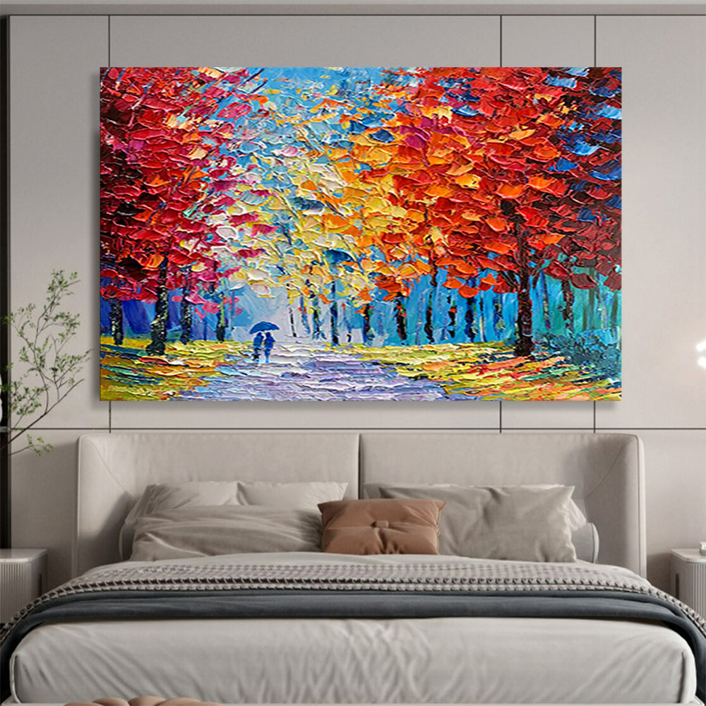 “Colorful Autumn Stroll” - Impressionistic Forest Painting On Canvas PT200