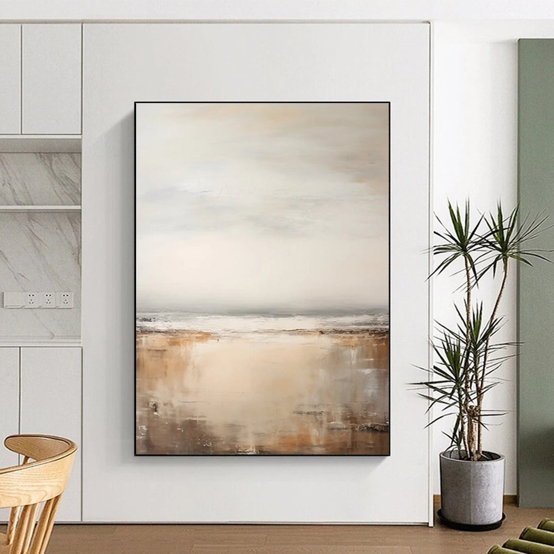 “Seascape in Haze” - Subtle Coastal Tones & Misty Layers Painting On Canvas DS132