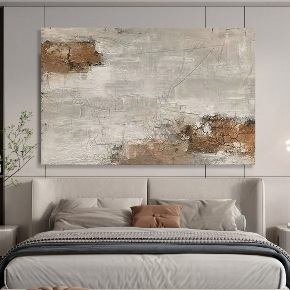 “Cracked Gray - Brown Wall” - Earthy Tones “Timeworn Wall” Painting On Canvas PT1626