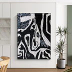 “Black - White Abstract Mosaic” - Contemporary Abstract Painting On Canvas PS0052
